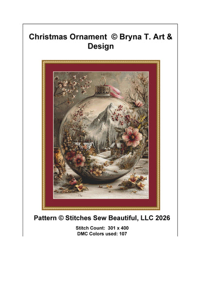 Christmas Ornament counted cross stitch pattern by Bryna T Art & Design (Digital Format)