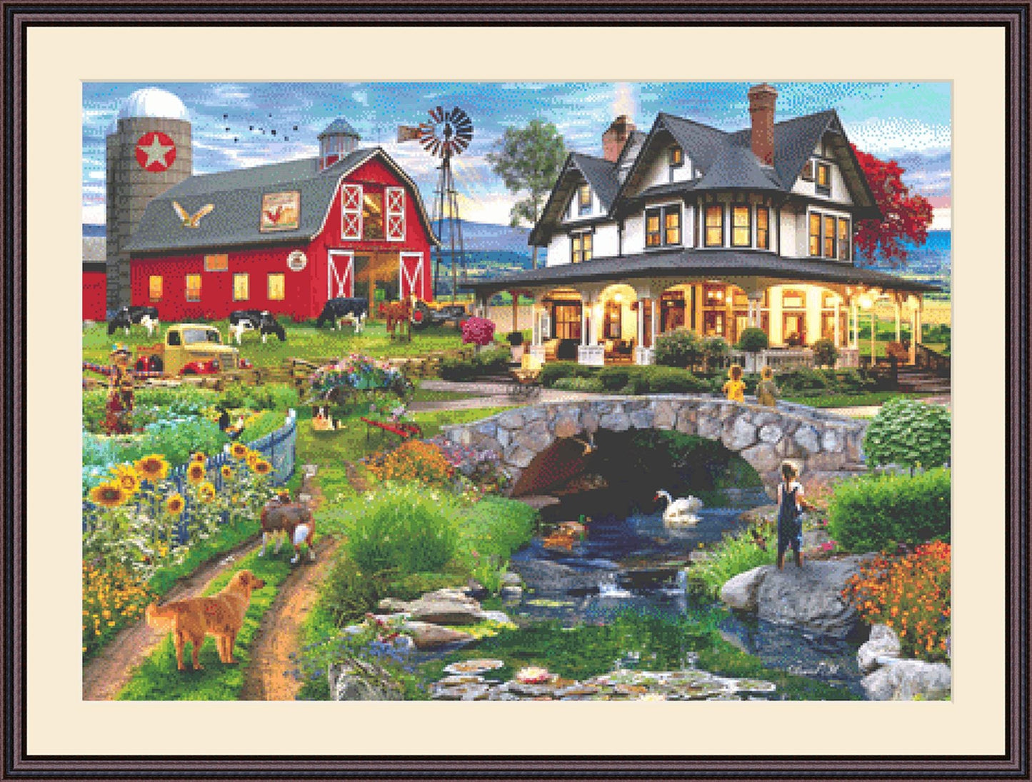 Grandpa's Farm (Max Color) counted cross stitch pattern by David Maclean, Licensed by MGL, www.mglart.com (Digital Format)