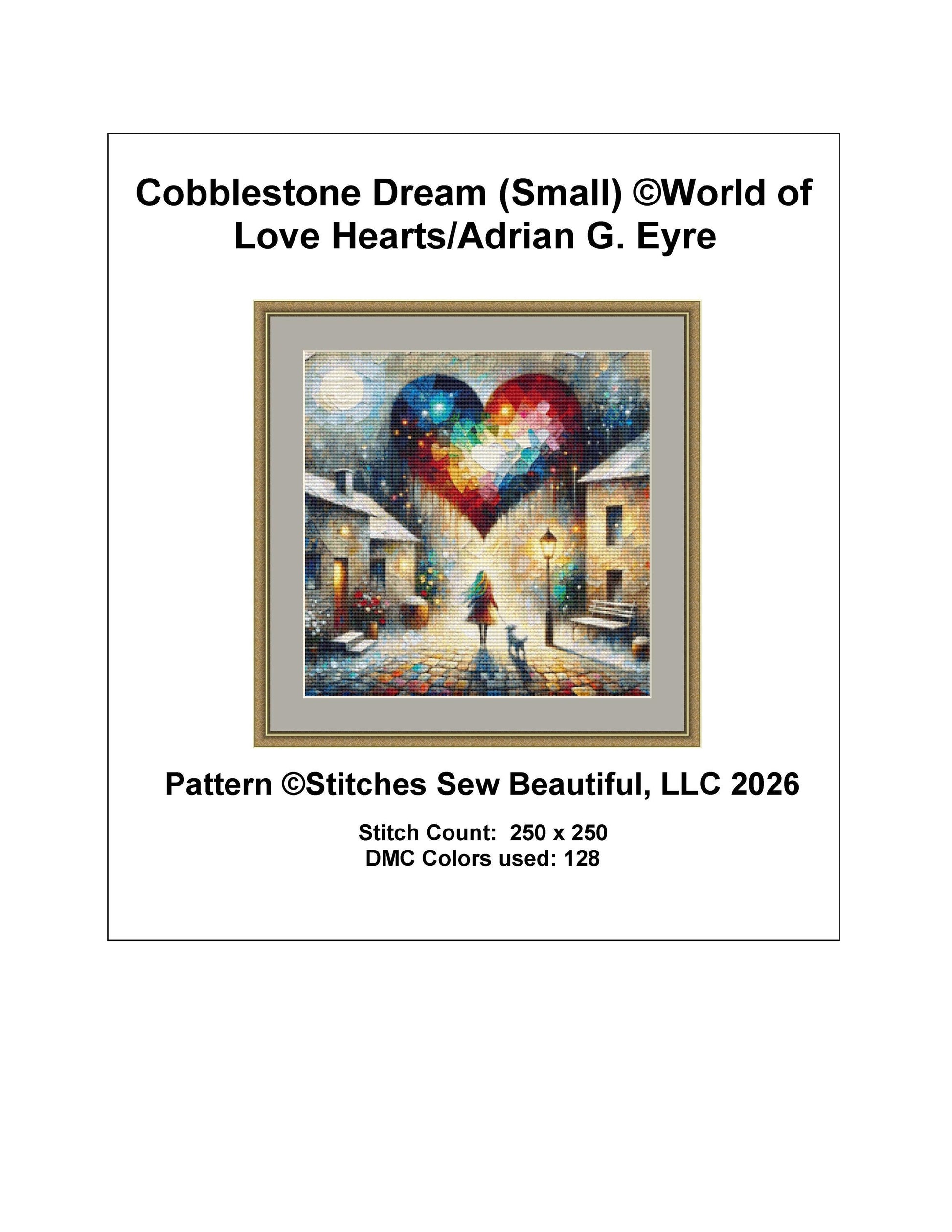 Cobblestone Dream (Small) counted cross stitch pattern by World of Love Hearts/Adrian G. Eyre (Digital Format)