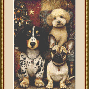 3 Dogs at Christmas (Small) counted cross stitch pattern by Bryna T Art & Design