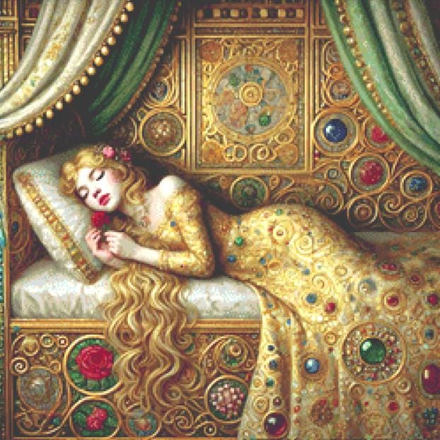 Sleeping Beauty (Small) counted cross stitch pattern by Mystic Vision Gallery (Digital Format)