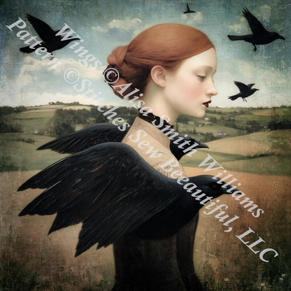 Wings (Small) counted cross stitch pattern by Alisa Smith Williams (Digital Format)