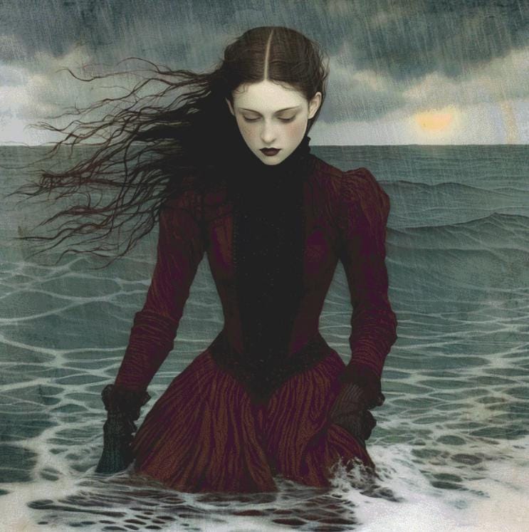 The Rain (Max Size/Color) counted cross stitch pattern by Alisa Smith Williams (Digital Format)