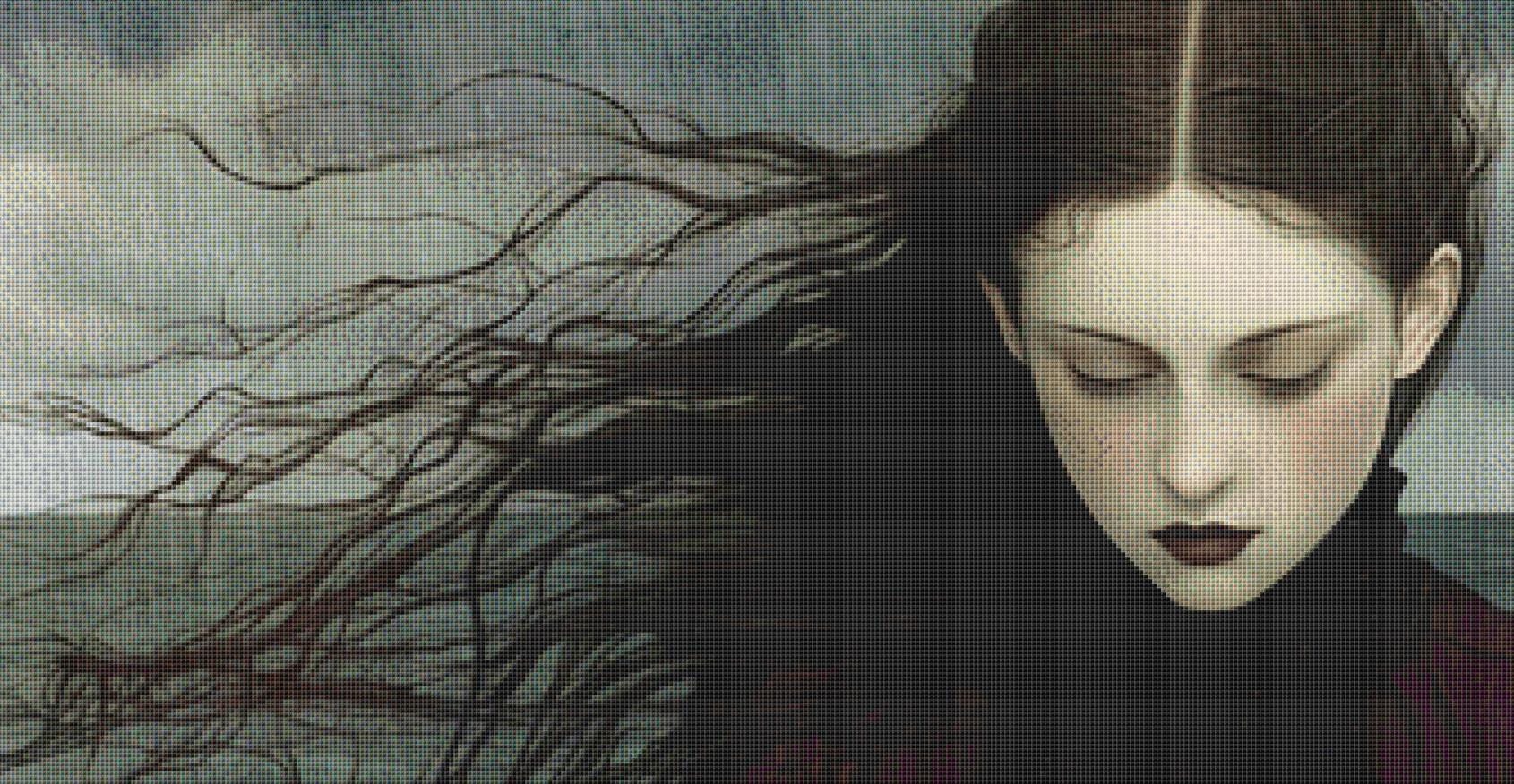 The Rain (Max Size/Color) counted cross stitch pattern by Alisa Smith Williams (Digital Format)