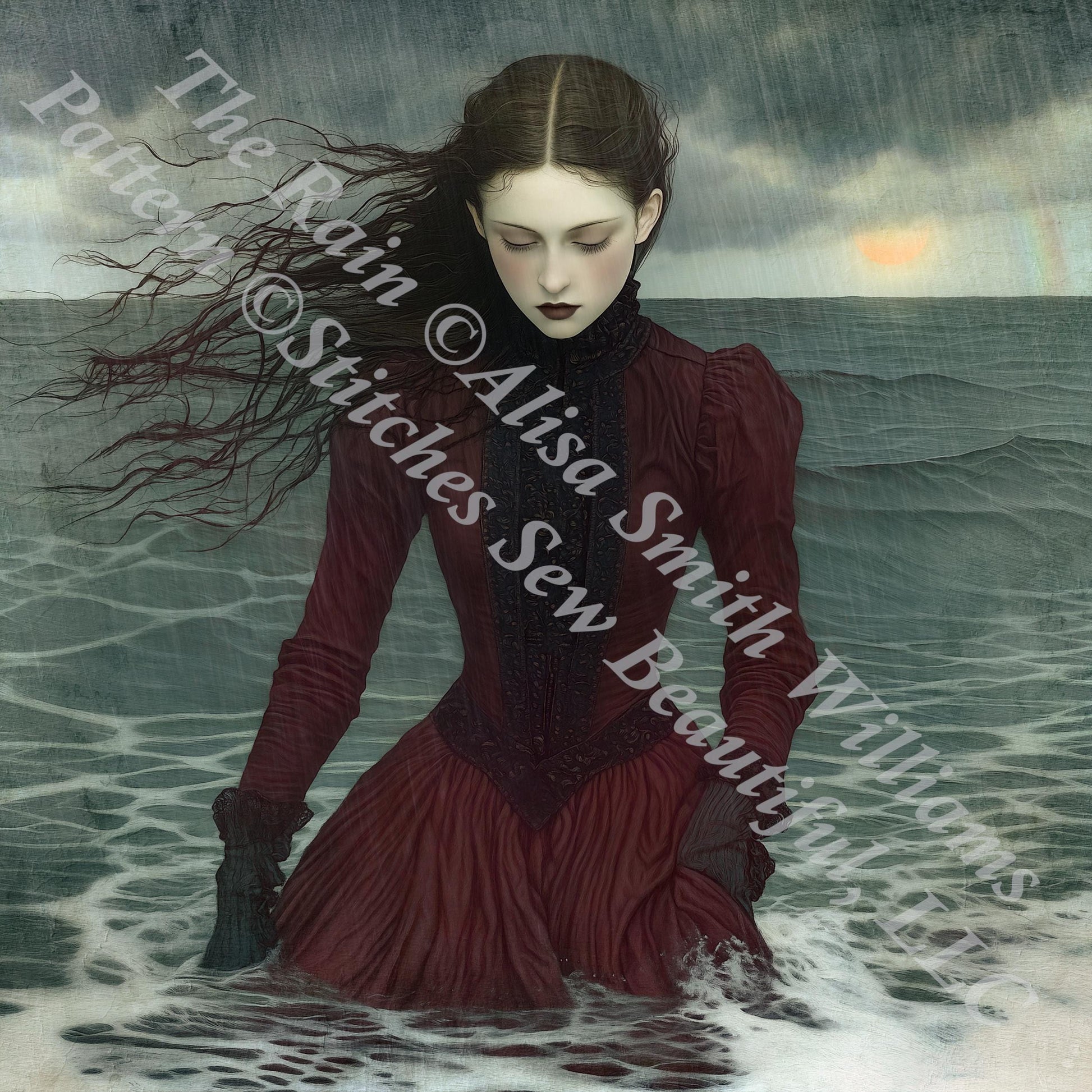 The Rain (Max Size/Color) counted cross stitch pattern by Alisa Smith Williams (Digital Format)