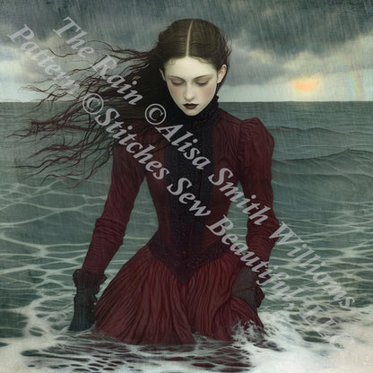 The Rain (Max Size/Color) counted cross stitch pattern by Alisa Smith Williams (Digital Format)