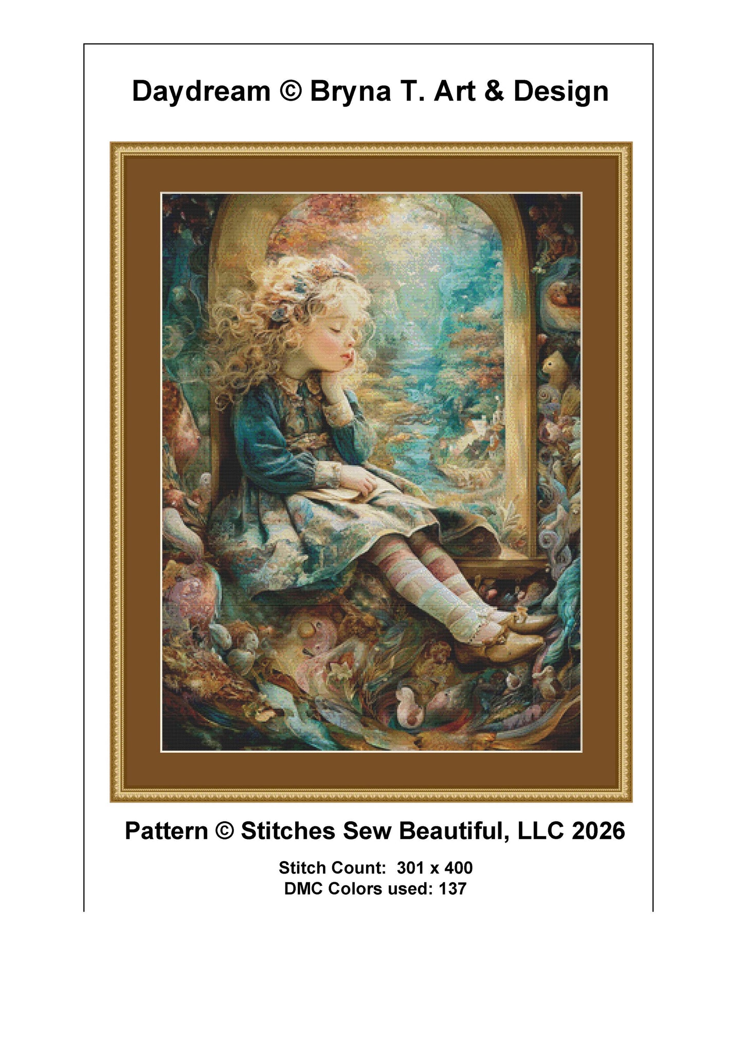 Daydream counted cross stitch pattern by Bryna T. Art & Design (Digital Format)
