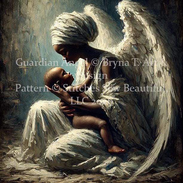 Guardian Angel counted cross stitch pattern by Bryna T. Art & Design (Digital Format)