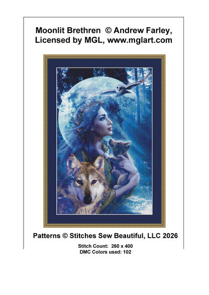 Moonlit Brethren counted cross stitch pattern by Andrew Farley, Licensed by MGL, www.mglart.com (Digital Format)
