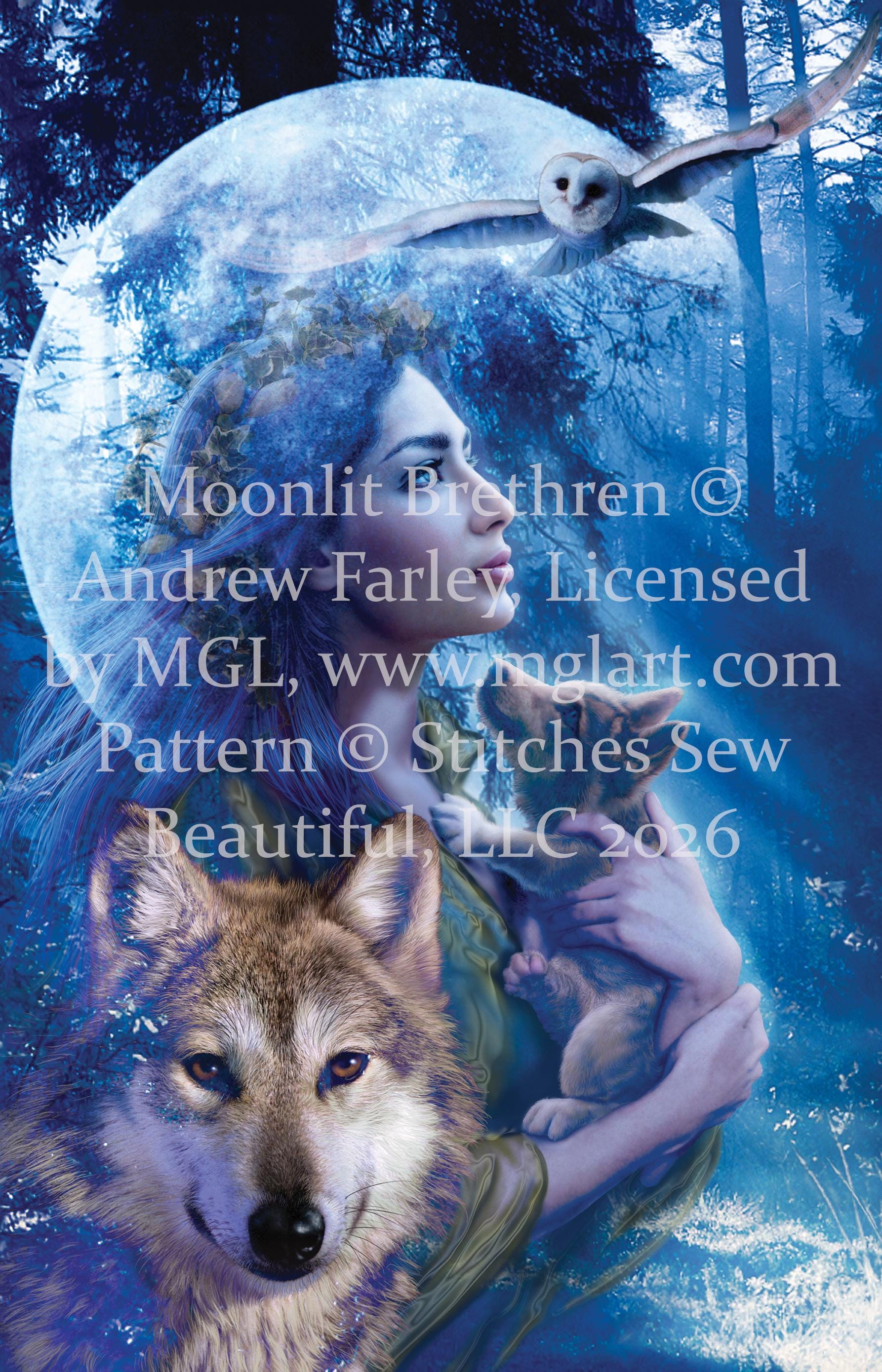 Moonlit Brethren counted cross stitch pattern by Andrew Farley, Licensed by MGL, www.mglart.com (Digital Format)