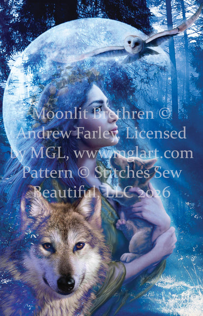 Moonlit Brethren counted cross stitch pattern by Andrew Farley, Licensed by MGL, www.mglart.com (Digital Format)