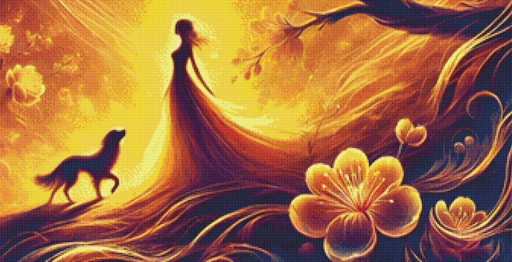 Golden Bloom counted cross stitch pattern by World of Love Hearts/Adrian G. Eyre (Digital Format)