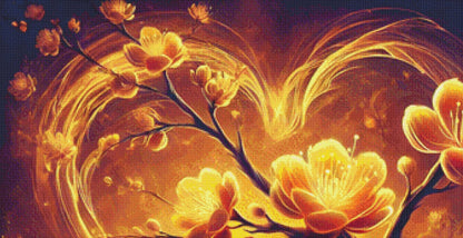 Golden Bloom counted cross stitch pattern by World of Love Hearts/Adrian G. Eyre (Digital Format)