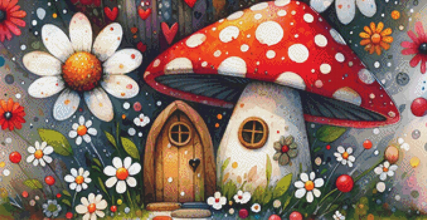 Home is Where My Mushroom Grows counted cross stitch pattern by World of Love Hearts/Adrian G. Eyre (Digital Format)