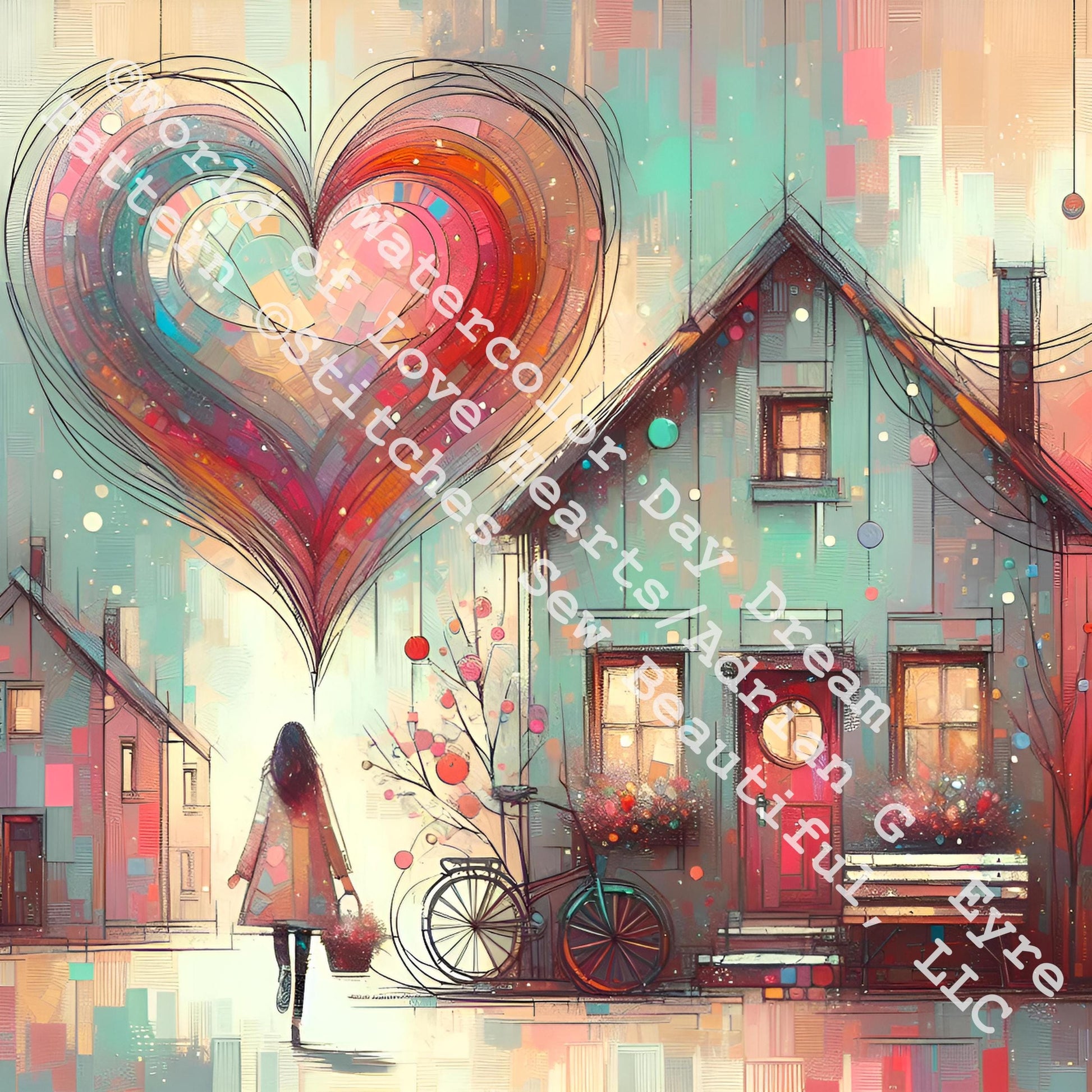 Watercolor Day Dream counted cross stitch pattern by World of Love Hearts/Adrian G. Eyre (Digital Format)