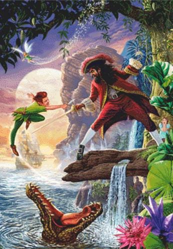 Peter Pan counted cross stitch pattern by Steve Crisp, Licensed by MGL, www.mglart.com (Digital Format)