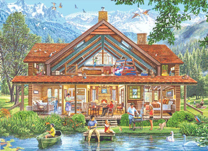 Fishing and Hunting Lodge counted cross stitch pattern by Steve Crisp, Licensed by MGL, www.mglart.com (Digital Format)