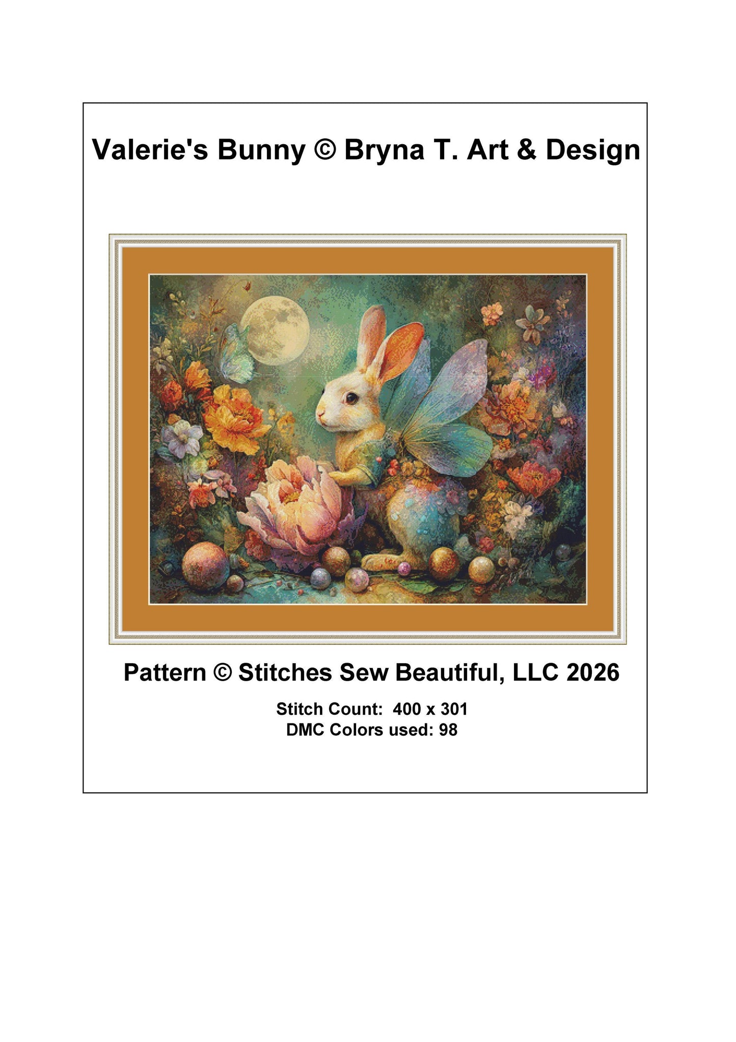 Valerie's Bunny counted cross stitch pattern by Bryna T. Art & Design (Digital Format)