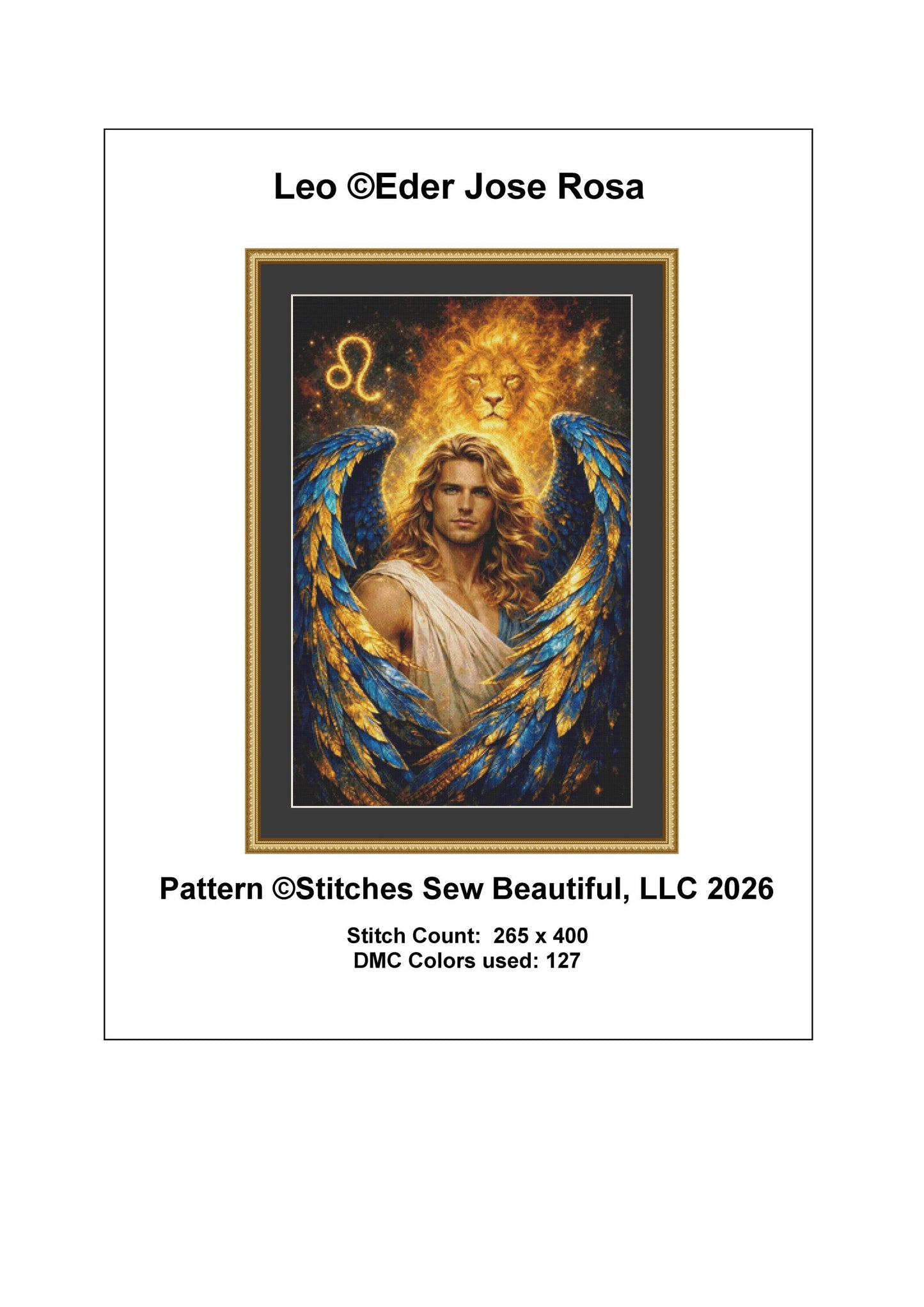 Leo counted cross stitch pattern by Eder Jose Rosa (Digital Format)