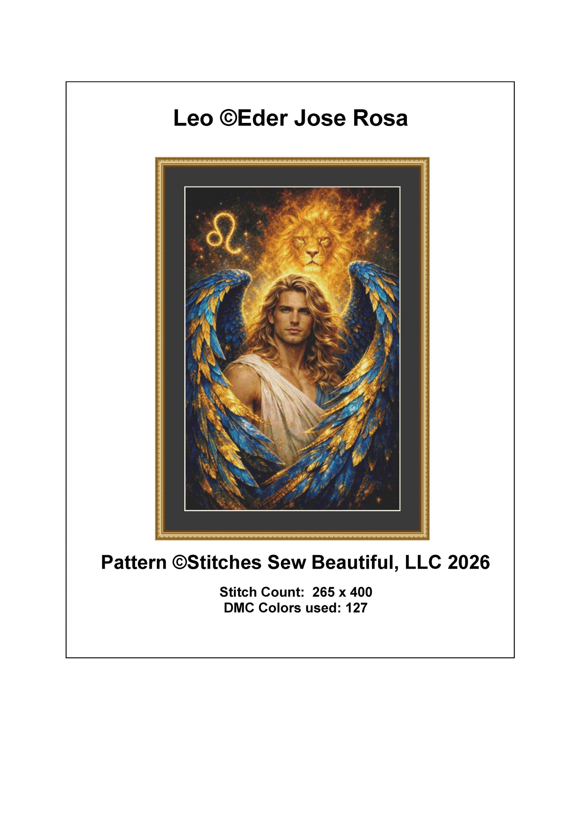 Leo counted cross stitch pattern by Eder Jose Rosa (Digital Format)
