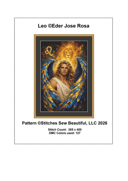 Leo counted cross stitch pattern by Eder Jose Rosa (Digital Format)