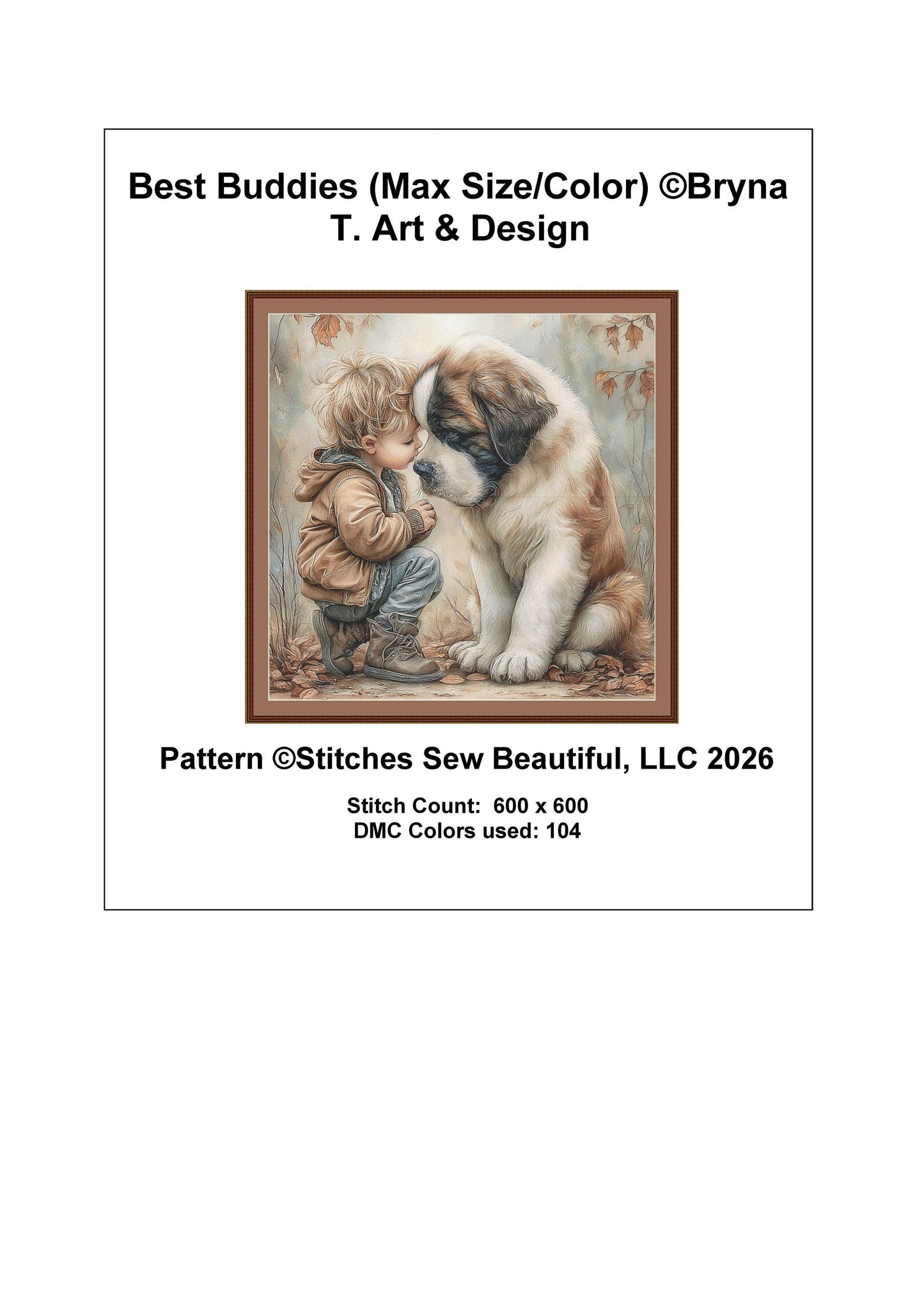 Best Buddies (Max Size/Color) counted cross stitch pattern by Bryna T. Art & Design