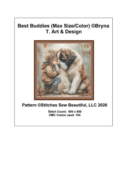 Best Buddies (Max Size/Color) counted cross stitch pattern by Bryna T. Art & Design