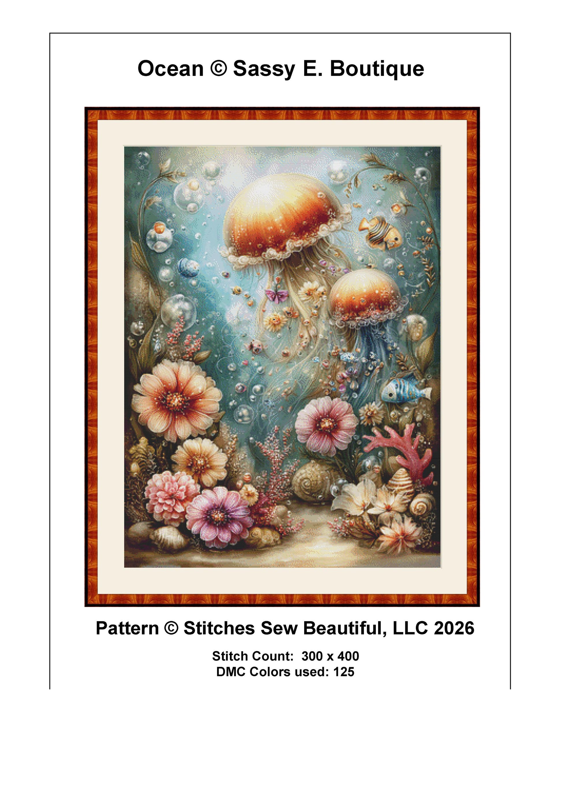 Ocean counted cross stitch pattern by Sassy E. Boutique (Digital Format)