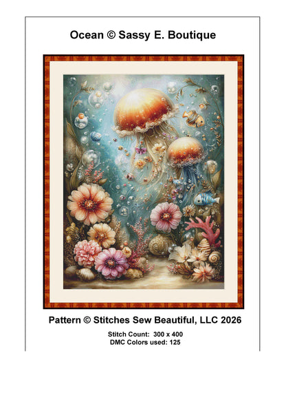 Ocean counted cross stitch pattern by Sassy E. Boutique (Digital Format)