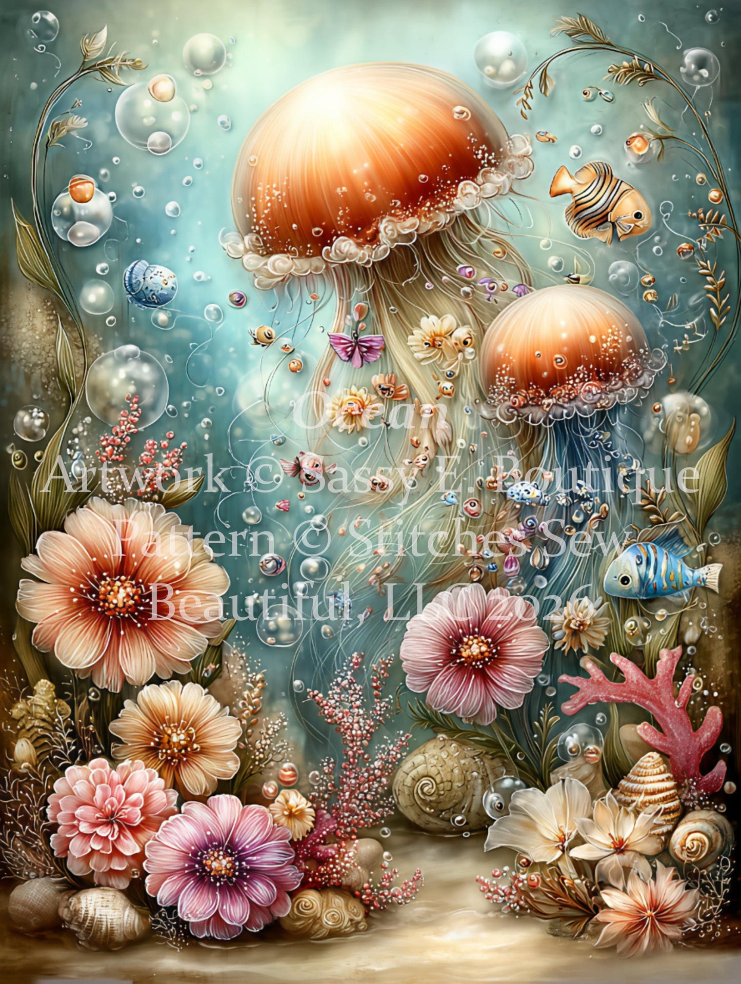 Ocean counted cross stitch pattern by Sassy E. Boutique (Digital Format)