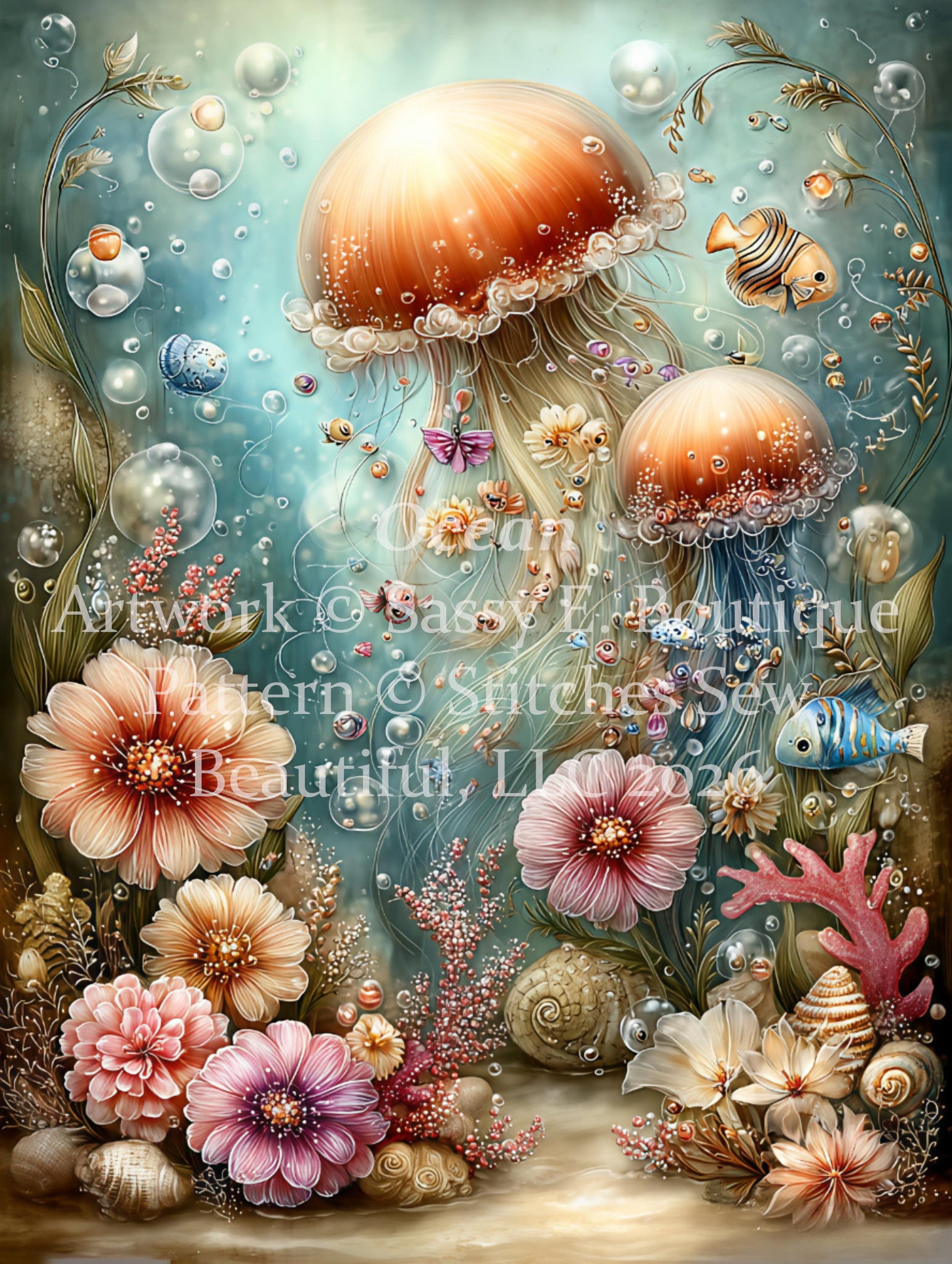 Ocean counted cross stitch pattern by Sassy E. Boutique (Digital Format)
