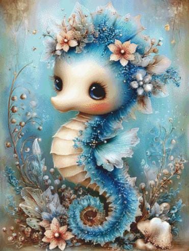 Seahorse counted cross stitch pattern by Sassy E. Boutique (Digital Format)