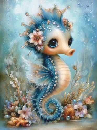 Seahorse 2 counted cross stitch pattern by Sassy E. Boutique (Digital Format)
