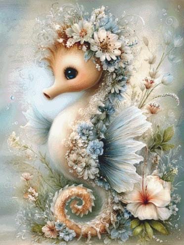 Seahorse 3 counted cross stitch pattern by Sassy E. Boutique (Digital Format)