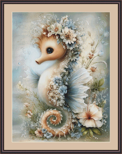 Seahorse 3 counted cross stitch pattern by Sassy E. Boutique (Digital Format)