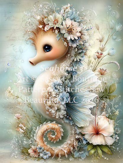 Seahorse 3 counted cross stitch pattern by Sassy E. Boutique (Digital Format)