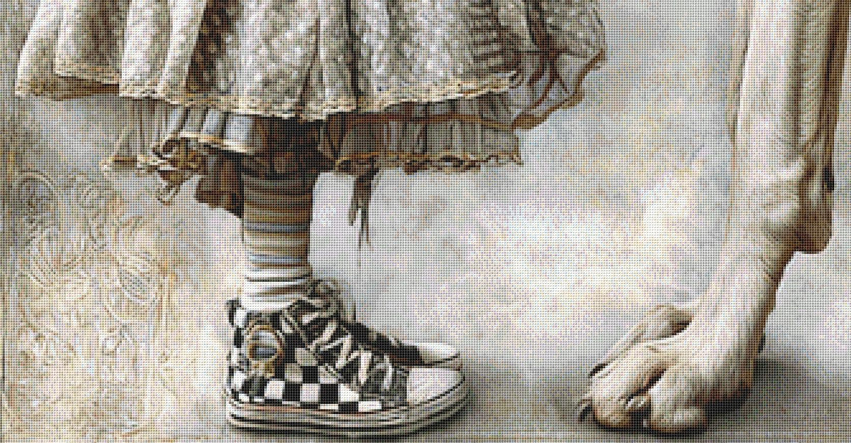 A Great Dane and His Favorite Girl (Max Size) counted cross stitch pattern by Bryna T. Art & Design (Digital Format)