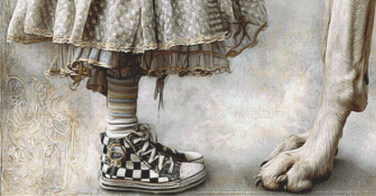 A Great Dane and His Favorite Girl (Max Size) counted cross stitch pattern by Bryna T. Art & Design (Digital Format)