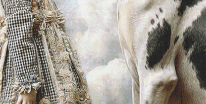 A Great Dane and His Favorite Girl (Max Size) counted cross stitch pattern by Bryna T. Art & Design (Digital Format)