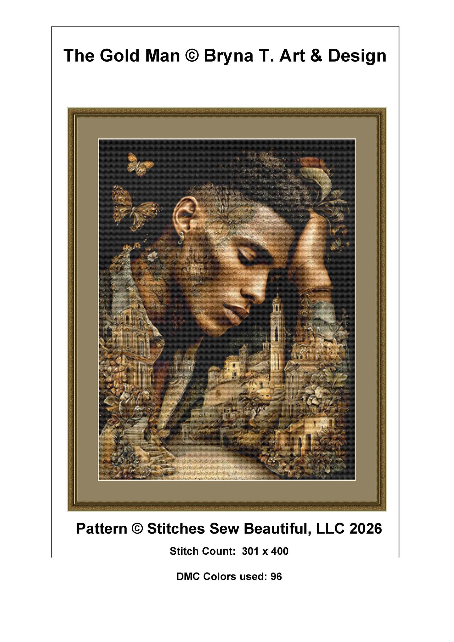 The Gold Man counted cross stitch pattern by Bryna T Art & Design (Digital Format)