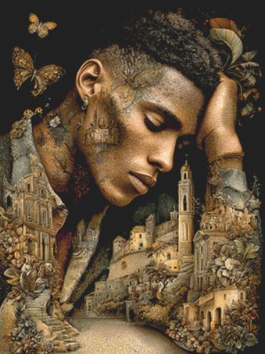 The Gold Man counted cross stitch pattern by Bryna T Art & Design (Digital Format)