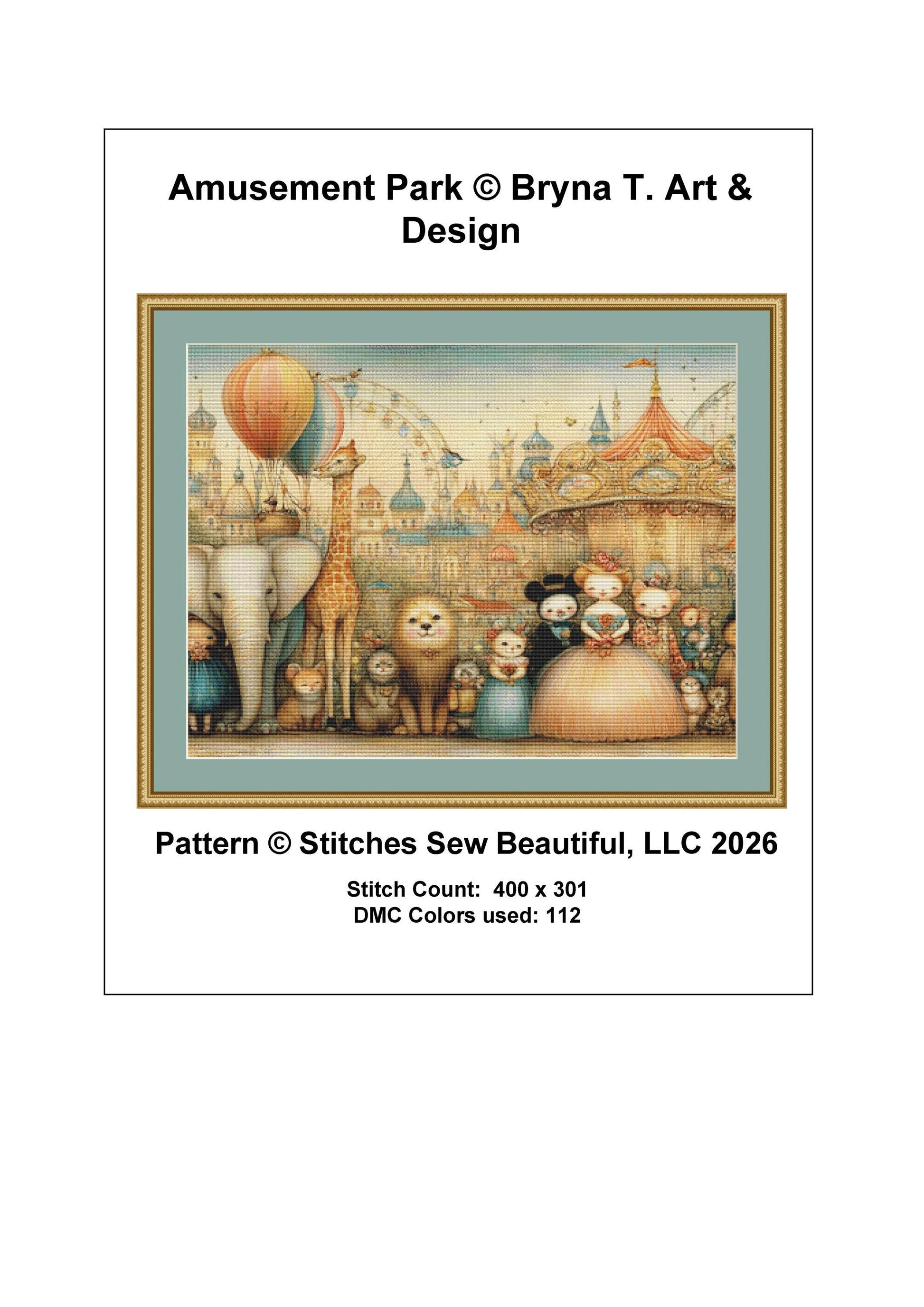 Amusement Park counted cross stitch pattern by Bryna T Art & Design (Digital Format)