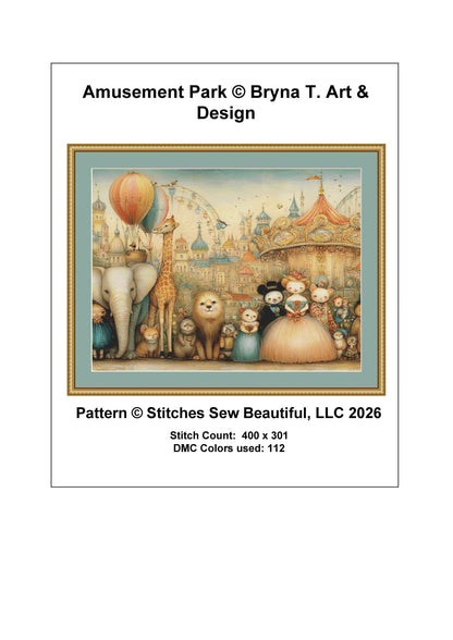 Amusement Park counted cross stitch pattern by Bryna T Art & Design (Digital Format)