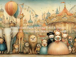 Amusement Park counted cross stitch pattern by Bryna T Art & Design (Digital Format)