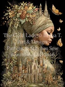 The Gold Lady counted cross stitch pattern by Bryna T Art & Design (Digital Format)