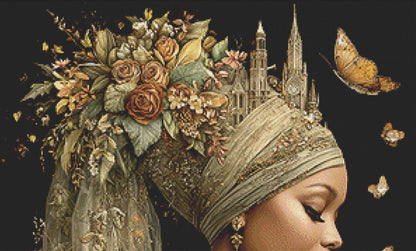 The Gold Lady counted cross stitch pattern by Bryna T Art & Design (Digital Format)