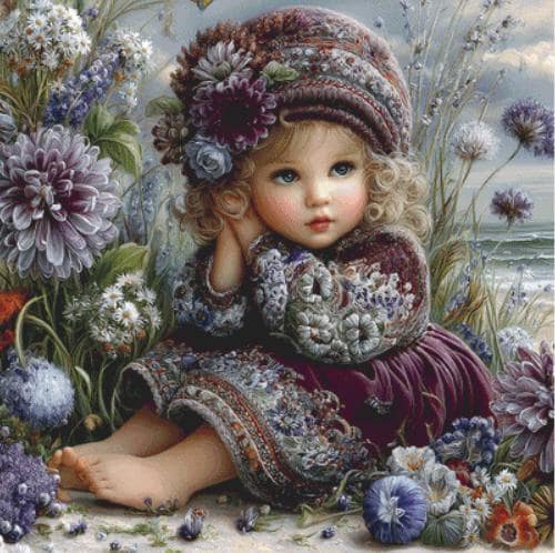 Between Flowers and The Sea counted cross stitch pattern by Eder Jose Rosa (Digital Format)