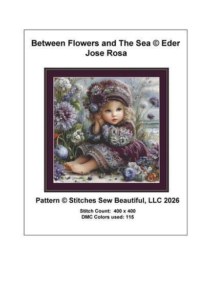 Between Flowers and The Sea counted cross stitch pattern by Eder Jose Rosa (Digital Format)