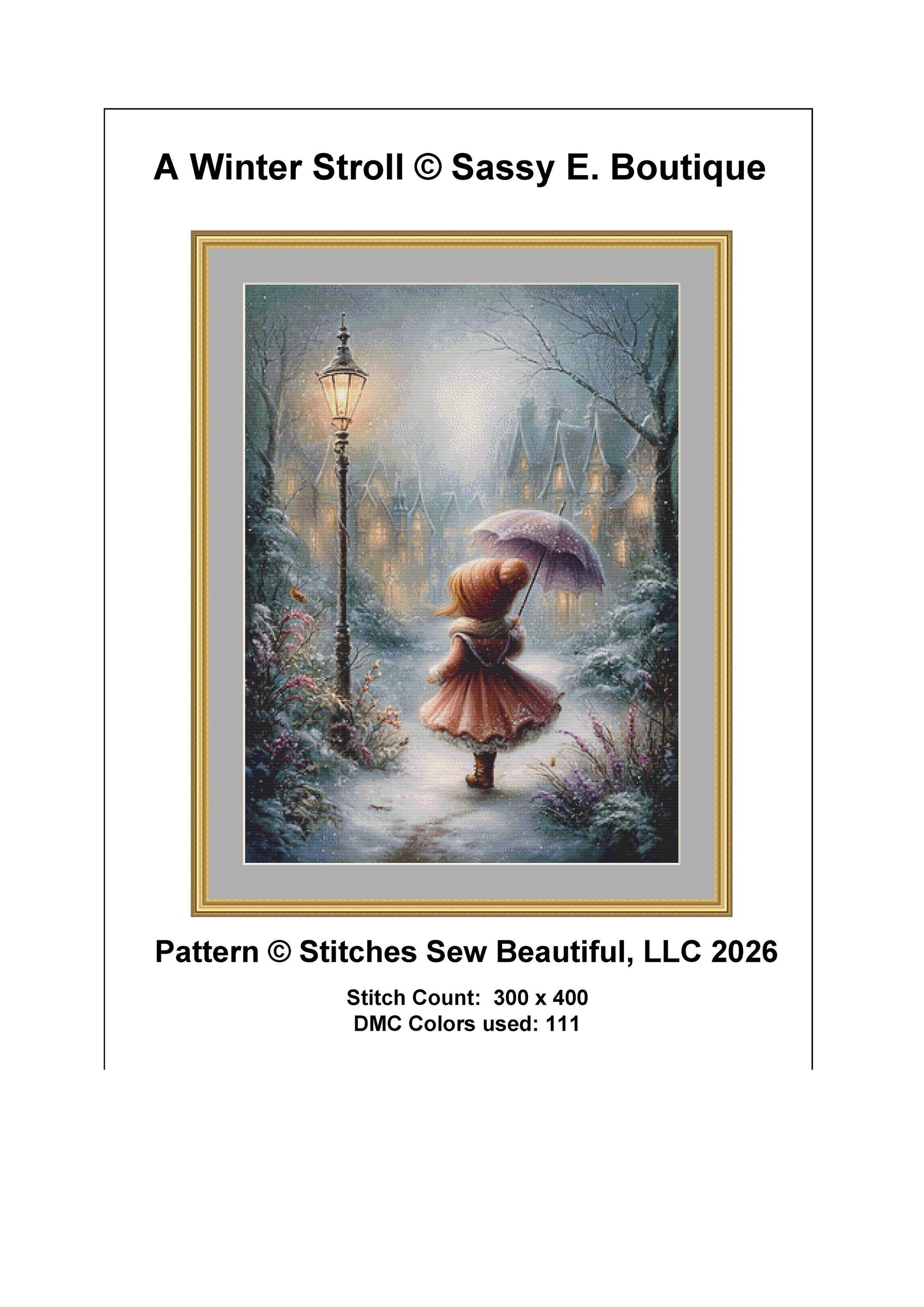 A Winter Stroll counted cross stitch pattern by Sassy E. Boutique (Digital Format)