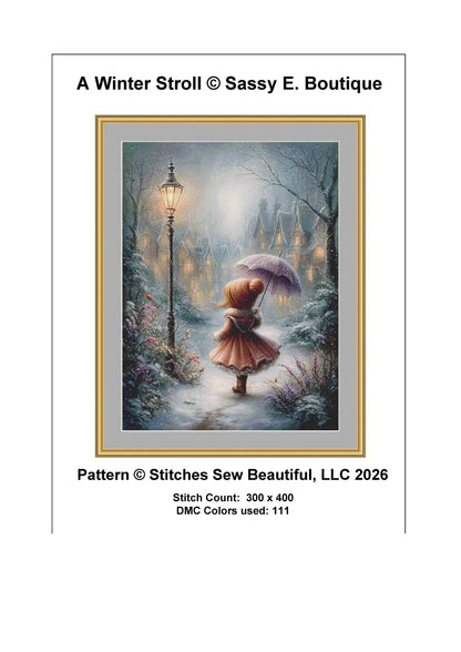 A Winter Stroll counted cross stitch pattern by Sassy E. Boutique (Digital Format)
